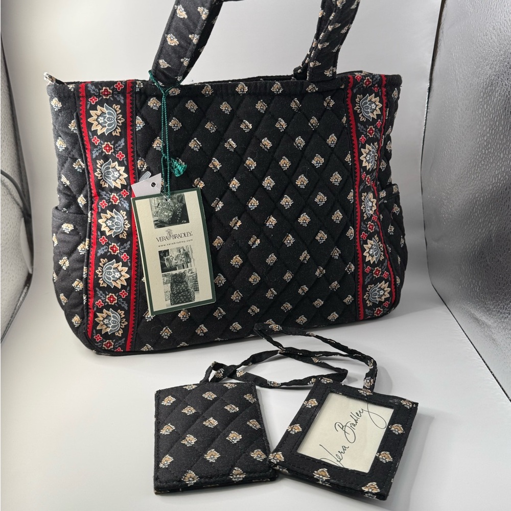 Vera Bradley Hampton Classic Black and Red Quilted Tote